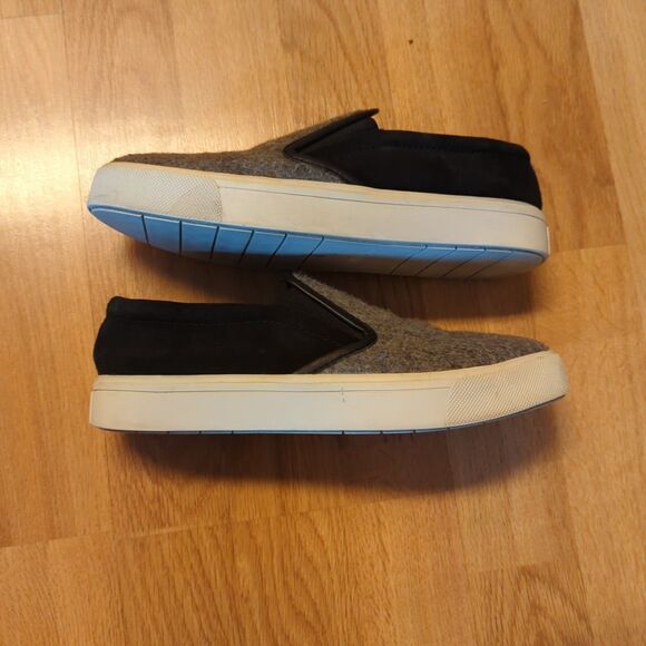 Vince Banler Sneaker Shoes Womens 6.5 Grey Felt Black Suede Slip On - Picture 5 of 7